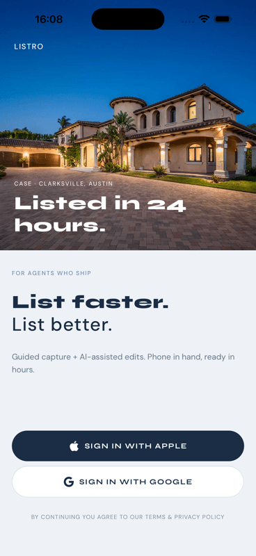 The Listro app